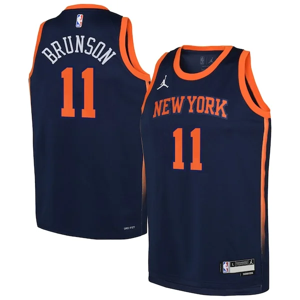 Gorgeous Jalen Brunson New York Knicks Jordan Brand Youth Swingman Jersey Statement Edition Navy