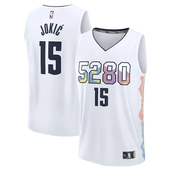 Sofisticato Trendy Nikola Jokic Denver Nuggets Youth 2024/25 Fast Break Player Jersey City Edition White