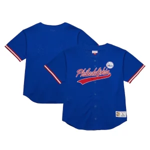 Incantevole Versatile Ottimo Philadelphia 76ers Hardwood Classics On The Clock Mesh Fashion Baseball Jersey Royal