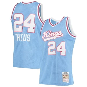 Ottimo Incantevole Reggie Theus Sacramento Kings 1985/86 Hardwood Classics Swingman Jersey Light Blue