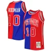 Cool Trendy Dennis Rodman Detroit Pistons Hardwood Classics 1988/89 Split Swingman Jersey Blue/Red