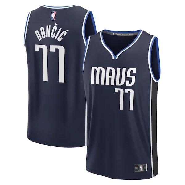 Eccezionale Prestigioso Elegante Luka Dončić Dallas Mavericks Men's Fast Break Player Jersey Statement Edition Navy