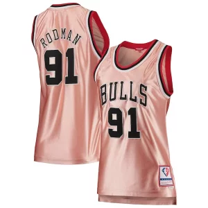 Robusto Dennis Rodman Chicago Bulls Women's 75th Anniversary Rose Gold 1997 Swingman Jersey Pink
