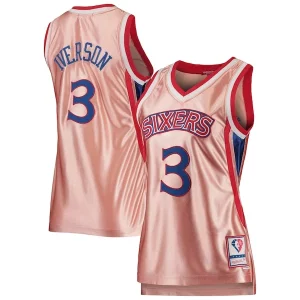 Duraturo Allen Iverson Philadelphia 76ers Women's 75th Anniversary Rose Gold 1996 Swingman Jersey Pink