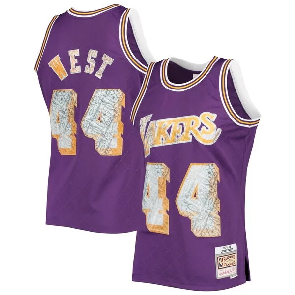 Incantevole Magnifico Meraviglioso Jerry West Los Angeles Lakers 1971/72 Hardwood Classics NBA 75th Anniversary Diamond Swingman Jersey Purple
