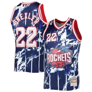 Bellissimo Fascinante Moderno Clyde Drexler Houston Rockets 1996/97 Hardwood Classics Marble Swingman Jersey Navy