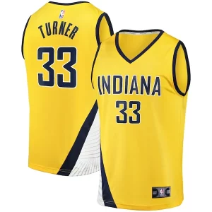Delizioso Myles Turner Indiana Pacers Fast Break Replica Jersey Statement Edition Gold