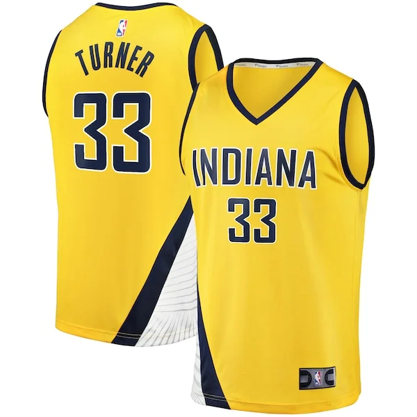 Delizioso Myles Turner Indiana Pacers Fast Break Replica Jersey Statement Edition Gold