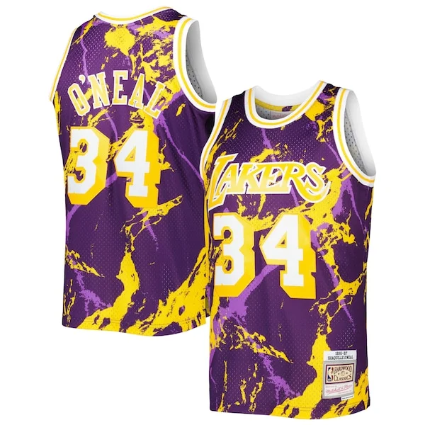Lussuoso Fascinante Ottimo Shaquille O'Neal Los Angeles Lakers 1996/97 Hardwood Classics Marble Swingman Jersey Purple
