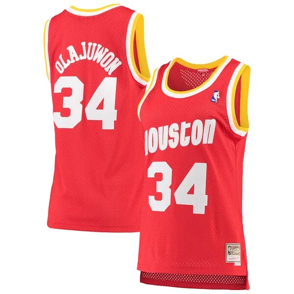 Magnifico Versatile Hakeem Olajuwon Houston Rockets Women's 1993/94 Hardwood Classics Swingman Jersey Red/Navy