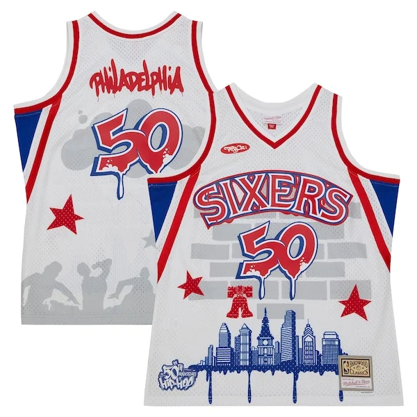 Splendido Meraviglioso Raffinato Philadelphia 76ers x Tats Cru Hardwood Classics Fashion Jersey White