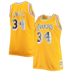 Attraente Sofisticato Shaquille O'Neal Los Angeles Lakers Big & Tall 1996 97 NBA 75th Anniversary Diamond Swingman Jersey Gold