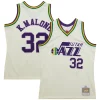 Lussuoso Karl Malone Utah Jazz Chainstitch Swingman Jersey Cream