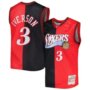 Splendido Delizioso Ottimo Allen Iverson Philadelphia 76ers Hardwood Classics 2000/01 Split Swingman Jersey Black/Red