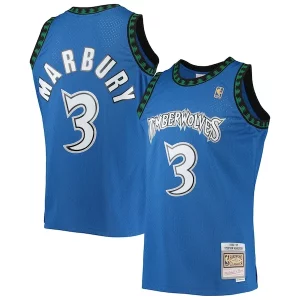 Accattivante Gorgeous Stephon Marbury Minnesota Timberwolves 1996/97 Hardwood Classics Swingman Jersey Blue