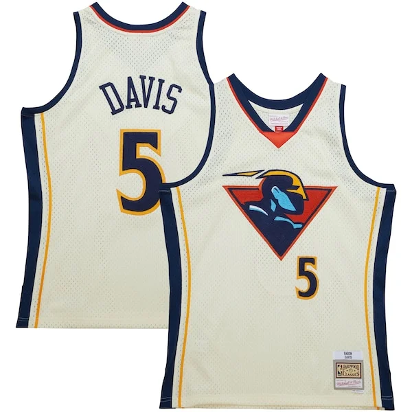 Fascinante Baron Davis Golden State Warriors Chainstitch Swingman Jersey Cream
