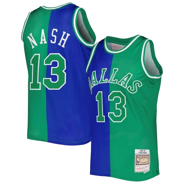 Moderno Fantastico Steve Nash Dallas Mavericks Hardwood Classics 1998/99 Split Swingman Jersey Blue/Green