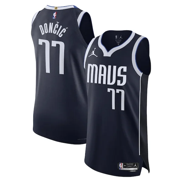 Attraente Sofisticato Luka Dončić Dallas Mavericks Jordan Brand Authentic Player Jersey Statement Edition Navy