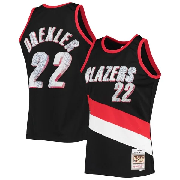 Carino Lussuoso Classico Clyde Drexler Portland Trail Blazers 1991/92 Hardwood Classics NBA 75th Anniversary Diamond Swingman Jersey Black