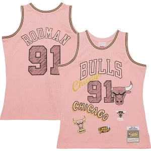 Meraviglioso Pratico Dennis Rodman Chicago Bulls 1997/98 Swingman Sidewalk Sketch Jersey Pink