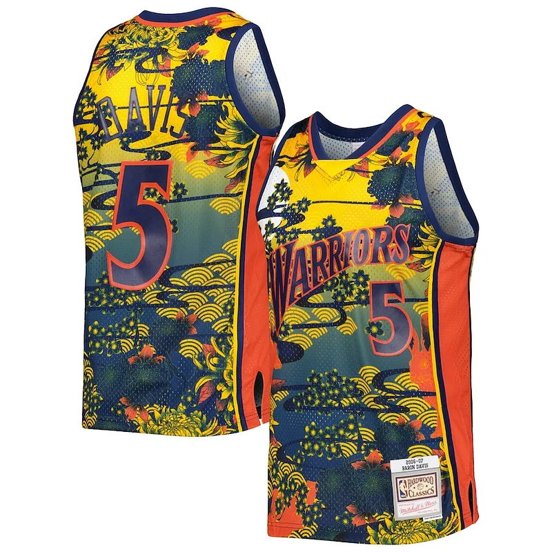 Versatile Cool Baron Davis Golden State Warriors Hardwood Classics Lunar New Year Swingman Jersey Blue