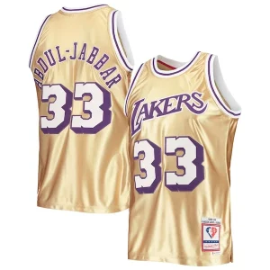 Eccezionale Moderno Kareem Abdul Jabbar Los Angeles Lakers 75th Anniversary 1983/84 Hardwood Classics Swingman Jersey Gold
