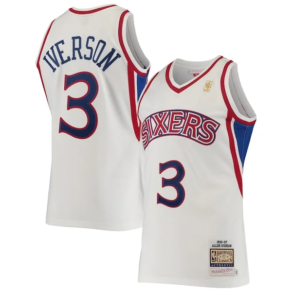Stupendo Allen Iverson Philadelphia 76ers 1996/97 Hardwood Classics Authentic Jersey White