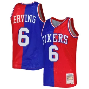 Trendy Bellissimo Julius Erving Philadelphia 76ers Hardwood Classics 1982/83 Split Swingman Jersey Royal/Red
