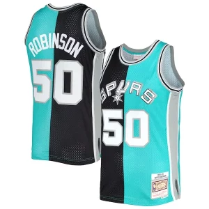 Trendy David Robinson San Antonio Spurs Hardwood Classics 1998/99 Split Swingman Jersey Black/Teal