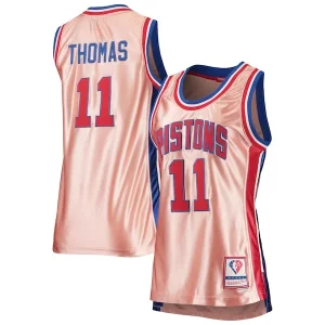 Pratico Isiah Thomas Detroit Pistons Women's 75th Anniversary Rose Gold 1982 Swingman Jersey Pink