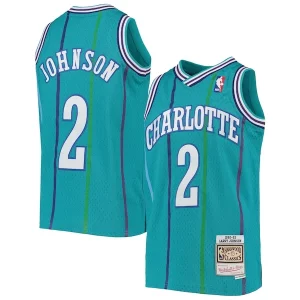 Fantastico Lussuoso Larry Johnson Charlotte Hornets Youth 1992/93 Hardwood Classics Swingman Jersey Teal
