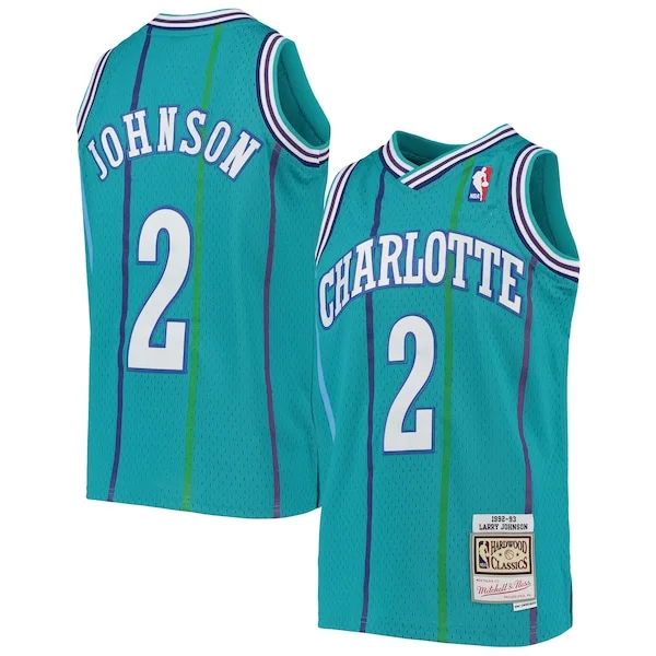 Fantastico Lussuoso Larry Johnson Charlotte Hornets Youth 1992/93 Hardwood Classics Swingman Jersey Teal