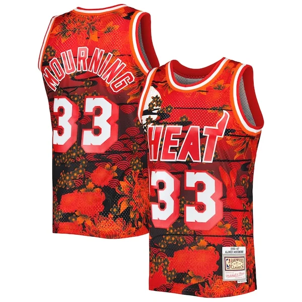 Gorgeous Eccezionale Alonzo Mourning Miami Heat 1996/97 Hardwood Classics Lunar New Year Swingman Jersey Red