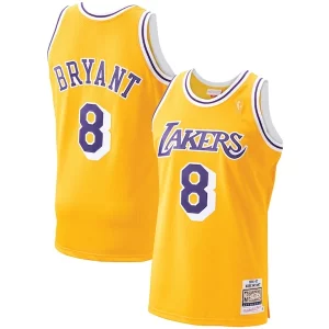 Cool Carino Gorgeous Men's Los Angeles Lakers Kobe Bryant Gold 1996 97 Hardwood Classics Authentic Player Jersey