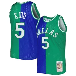 Sofisticato Jason Kidd Dallas Mavericks Hardwood Classics 1994/95 Split Swingman Jersey Blue/Green