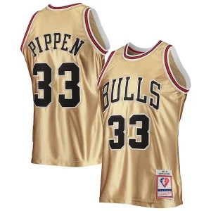 Meraviglioso Cool Elegante Scottie Pippen Chicago Bulls 75th Anniversary 1997/98 Hardwood Classics Swingman Jersey Gold
