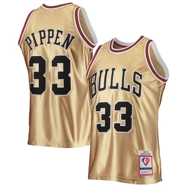 Meraviglioso Cool Elegante Scottie Pippen Chicago Bulls 75th Anniversary 1997/98 Hardwood Classics Swingman Jersey Gold