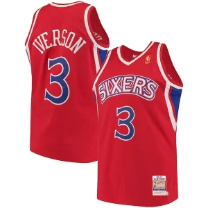 Delizioso Resistente Pratico Allen Iverson Philadelphia 76ers 1996/97 Hardwood Classics Authentic Jersey Red/Black/White