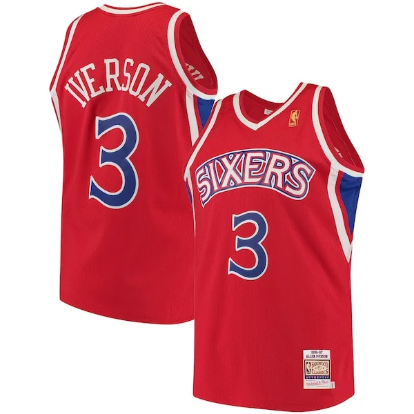 Delizioso Resistente Pratico Allen Iverson Philadelphia 76ers 1996/97 Hardwood Classics Authentic Jersey Red/Black/White