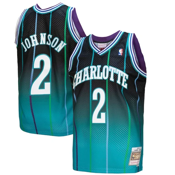 Robusto Classico Larry Johnson Charlotte Hornets 1992/93 Hardwood Classics Fadeaway Swingman Player Jersey Teal/Black