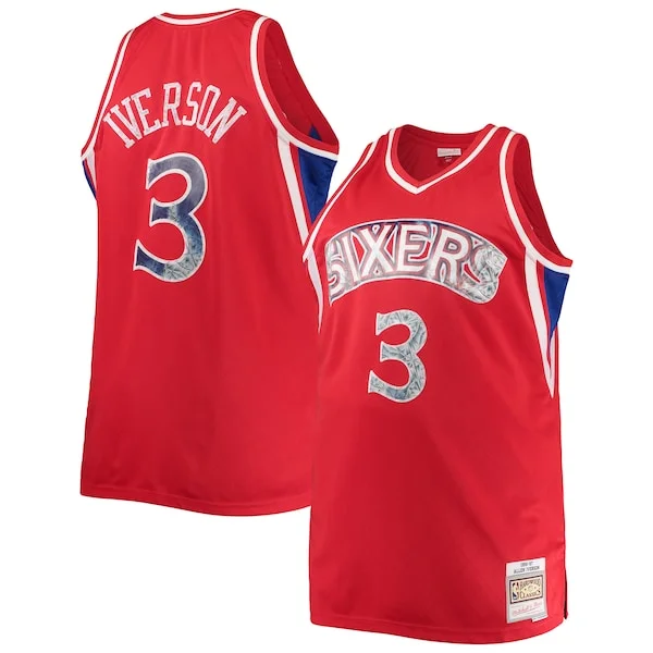 Bellissimo Versatile Raffinato Allen Iverson Philadelphia 76ers Big & Tall 1996/97 NBA 75th Anniversary Diamond Swingman Jersey Red