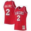 Bellissimo Moses Malone Philadelphia 76ers 1982/83 Hardwood Classics NBA 75th Anniversary Diamond Swingman Jersey Red