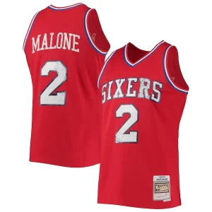 Bellissimo Moses Malone Philadelphia 76ers 1982/83 Hardwood Classics NBA 75th Anniversary Diamond Swingman Jersey Red
