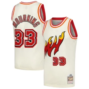 Fantastico Cool Alonzo Mourning Miami Heat Chainstitch Swingman Jersey Cream