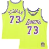 Trendy Dennis Rodman Los Angeles Lakers Hardwood Classics 1998/99 Tropical Swingman Jersey Neon Yellow