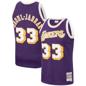 Magnifico Meraviglioso Incantevole Kareem Abdul Jabbar Los Angeles Lakers Hardwood Classics Swingman Jersey Purple/Gold