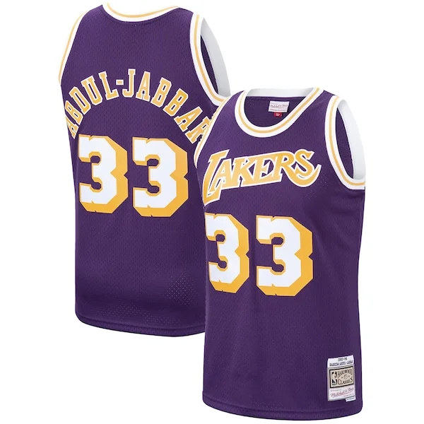 Magnifico Meraviglioso Incantevole Kareem Abdul Jabbar Los Angeles Lakers Hardwood Classics Swingman Jersey Purple/Gold