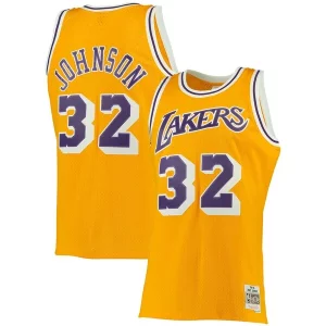 Accattivante Gorgeous Magic Johnson Los Angeles Lakers 1984/85 Big & Tall Hardwood Classics Swingman Jersey Gold