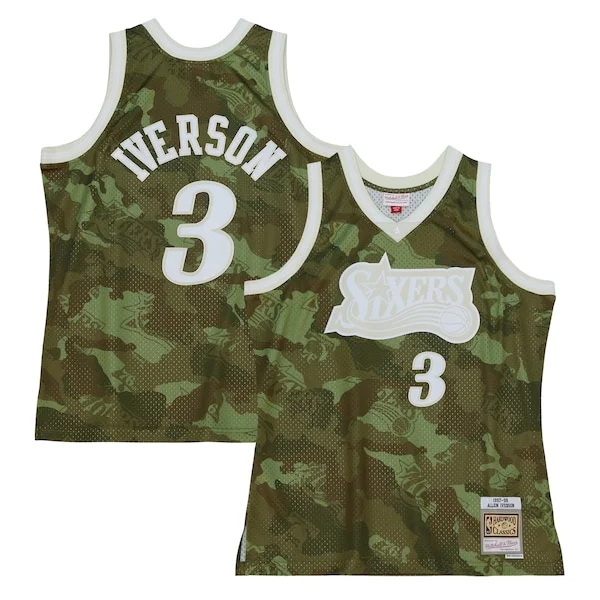 Cool Incantevole Allen Iverson Philadelphia 76ers Hardwood Classics 1997/98 Ghost Green Swingman Jersey Camo