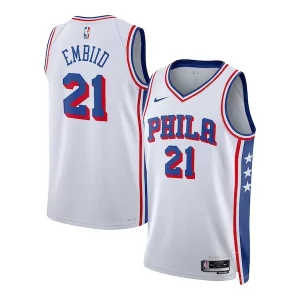 Trendy Elegante Moderno Joel Embiid Philadelphia 76ers Nike Unisex Swingman Jersey Association Edition White/Royal
